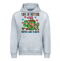 Heather Grey Life Is Better With Coffee And Plants Cactus Coffe Urban Hoodie - FaDigitalArtStudio