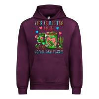 Mauve Wine Life Is Better With Coffee And Plants Cactus Coffe Urban Hoodie - FaDigitalArtStudio