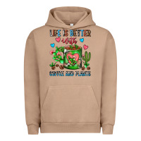 Pigment Burro Life Is Better With Coffee And Plants Cactus Coffe Urban Hoodie - FaDigitalArtStudio