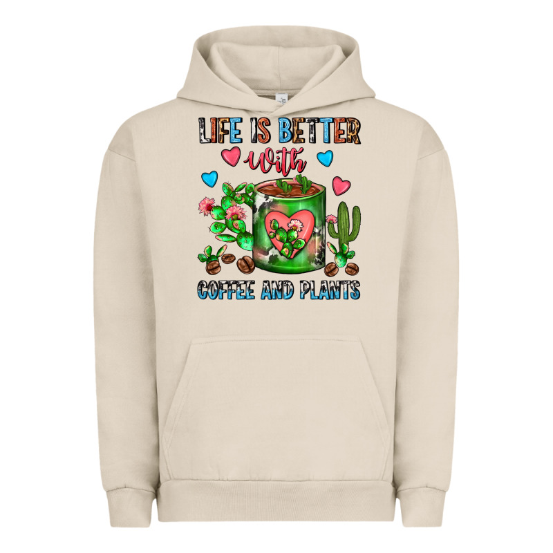 Life Is Better With Coffee And Plants Cactus Coffe Urban Hoodie by FaDigitalArtStudio | Teevron