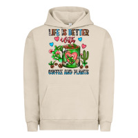 Pigment French Oak Life Is Better With Coffee And Plants Cactus Coffe Urban Hoodie - FaDigitalArtStudio
