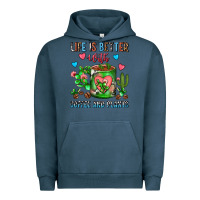 Pigment Midnight Navy Life Is Better With Coffee And Plants Cactus Coffe Urban Hoodie - FaDigitalArtStudio