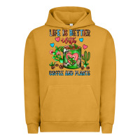 Pigment Peanut Butter Life Is Better With Coffee And Plants Cactus Coffe Urban Hoodie - FaDigitalArtStudio