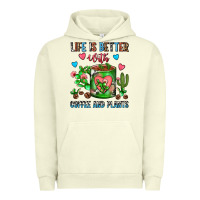Pigment Pistachio Life Is Better With Coffee And Plants Cactus Coffe Urban Hoodie - FaDigitalArtStudio
