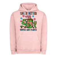 Pigment Salmon Life Is Better With Coffee And Plants Cactus Coffe Urban Hoodie - FaDigitalArtStudio