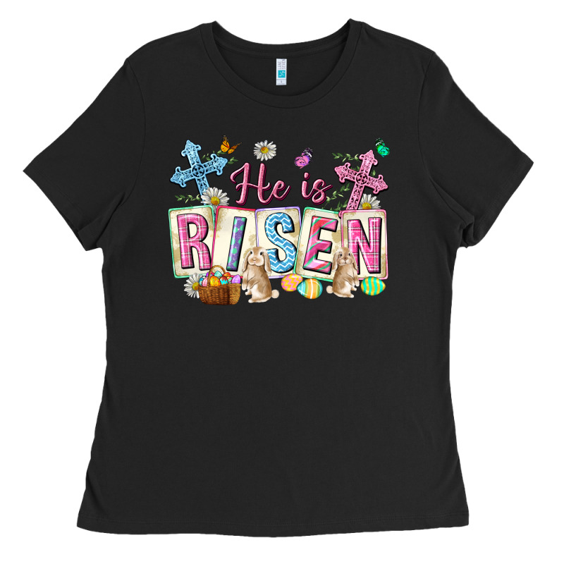 He Is Risen Easter With Flowers Ladies Tee by Neo Western | Teevron