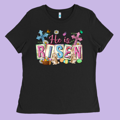 He Is Risen Easter With Flowers Ladies Tee Designed By Neo Western