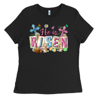 Black he is risen easter with flowers Ladies Tee - Neo Western