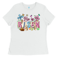 White he is risen easter with flowers Ladies Tee - Neo Western