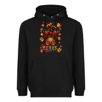 Black one merry nana christmas afro messy bun Heavyweight Hoodie - texasbilliewilder