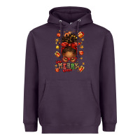 Plum one merry nana christmas afro messy bun Heavyweight Hoodie - texasbilliewilder