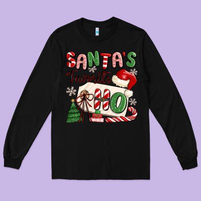 Santa's Favorite Ho Long Sleeve Tee Designed By Maliassmallbusiness