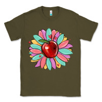 Army Green teacher apple Classic Tee - MaliasSmallBusiness
