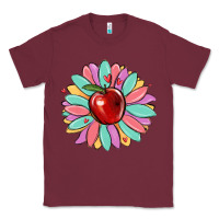 Burgundy teacher apple Classic Tee - MaliasSmallBusiness