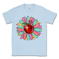 Dusty Blue teacher apple Classic Tee - MaliasSmallBusiness