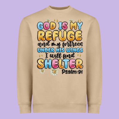 God Is My Refuge And My Fortress Under His Wings Heavyweight Sweatshirt Designed By Maliassmallbusiness