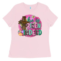 Bubblegum Pink he is risen indeed easter Ladies Tee - Neo Western