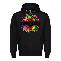 Black deputy clerk tie dye sunflower Zipper Hoodie - Jasminsmagicworld