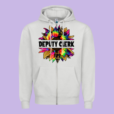 Deputy Clerk Tie Dye Sunflower Zipper Hoodie Designed By Jasminsmagicworld