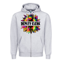 Heather Grey deputy clerk tie dye sunflower Zipper Hoodie - Jasminsmagicworld