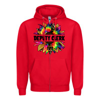 Red deputy clerk tie dye sunflower Zipper Hoodie - Jasminsmagicworld