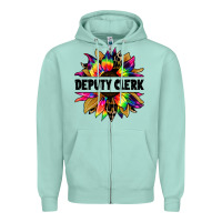 Seafoam deputy clerk tie dye sunflower Zipper Hoodie - Jasminsmagicworld
