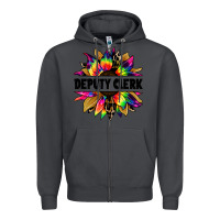 Smoke deputy clerk tie dye sunflower Zipper Hoodie - Jasminsmagicworld