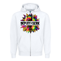 White deputy clerk tie dye sunflower Zipper Hoodie - Jasminsmagicworld