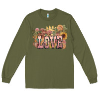Army Green love horse western floral Long Sleeve Tee - NancyCooperArtShop