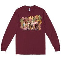 Burgundy love horse western floral Long Sleeve Tee - NancyCooperArtShop