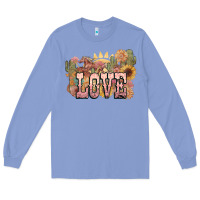 Colony Blue love horse western floral Long Sleeve Tee - NancyCooperArtShop