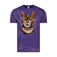 Cloud Purple Bengal Cat Face Vintage Tee - LillyAllenDesigns