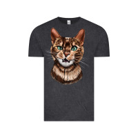 Vintage Black Bengal Cat Face Vintage Tee - LillyAllenDesigns