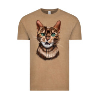 Vintage Coffee Bengal Cat Face Vintage Tee - LillyAllenDesigns
