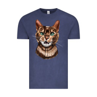 Vintage Denim Bengal Cat Face Vintage Tee - LillyAllenDesigns