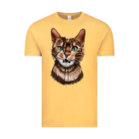 Vintage Mustard Bengal Cat Face Vintage Tee - LillyAllenDesigns