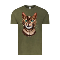 Vintage Olive Bengal Cat Face Vintage Tee - LillyAllenDesigns