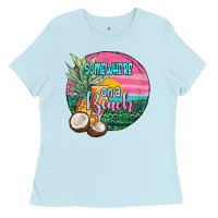 Baby Blue somewhere on a beach Ladies Tee - JahusDesignShop