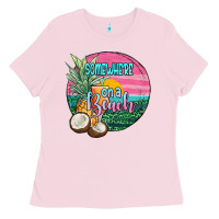 Bubblegum Pink somewhere on a beach Ladies Tee - JahusDesignShop