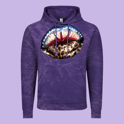 American Lips Leopard Vintage Hoodie Designed By Nancycooperartshop