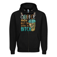 Black i pretend coffee helps but i'm still a bitch Zipper Hoodie - BarkalooDesign