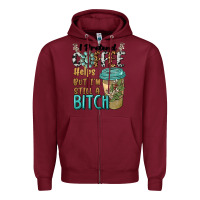 Burgundy i pretend coffee helps but i'm still a bitch Zipper Hoodie - BarkalooDesign