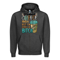 Charcoal Heather i pretend coffee helps but i'm still a bitch Zipper Hoodie - BarkalooDesign