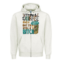 Oatmeal Heather i pretend coffee helps but i'm still a bitch Zipper Hoodie - BarkalooDesign
