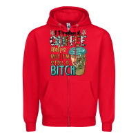 Red i pretend coffee helps but i'm still a bitch Zipper Hoodie - BarkalooDesign