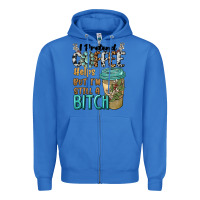 True Royal i pretend coffee helps but i'm still a bitch Zipper Hoodie - BarkalooDesign