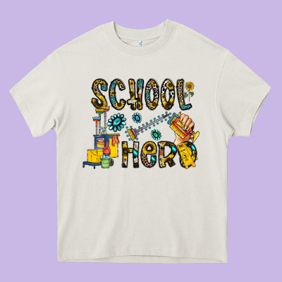 School Hero Heavy Core Tee Designed By Cowhidedigitalart
