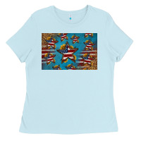 Baby Blue 4th of july stars skinny metal can holder Ladies Tee - HRA Design Shop