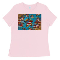 Bubblegum Pink 4th of july stars skinny metal can holder Ladies Tee - HRA Design Shop