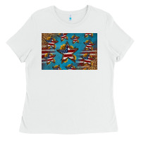 White 4th of july stars skinny metal can holder Ladies Tee - HRA Design Shop